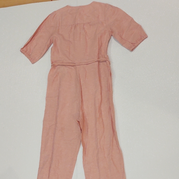 Madewell NWOT Linen-Blend Puff-Sleeve Tassel-Tie Jumpsuit - Picture 5 of 6
